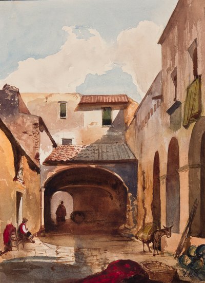 Passage und Straße mit Figuren, mit Ergänzungen von Prinz Alfonso Maria di Borbone, 1853 von Giacinto Gigante